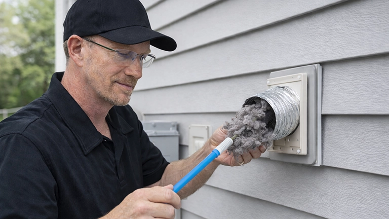 Worker Cleaning Vents